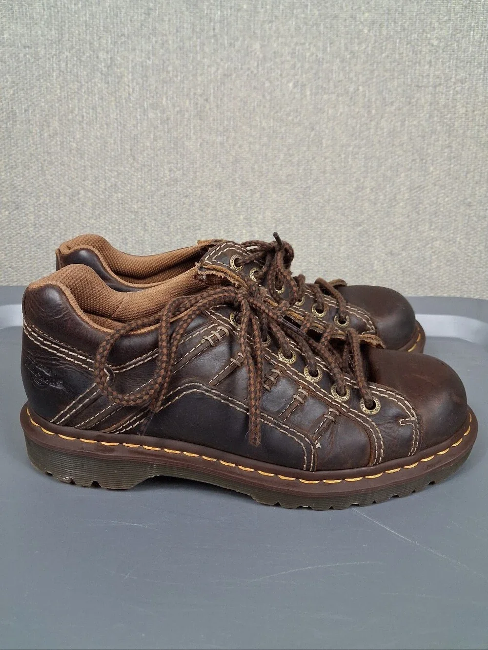 Dr. Martens Keith Shoes Size 9 Brown Vintage Chunky Leather 6-Eyelet Y2K Oxford
